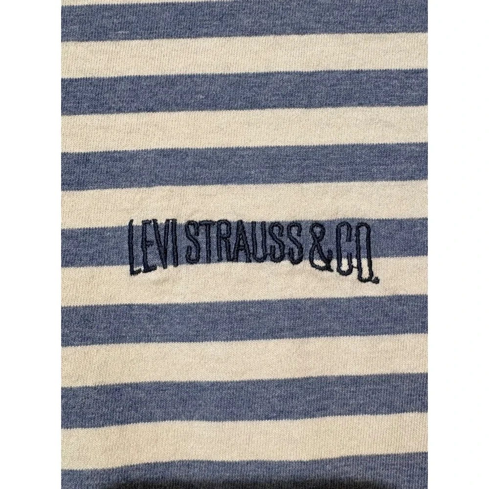 Vintage Levis Strauss & Co Striped T-Shirt Mens Large Blue White Made in USA